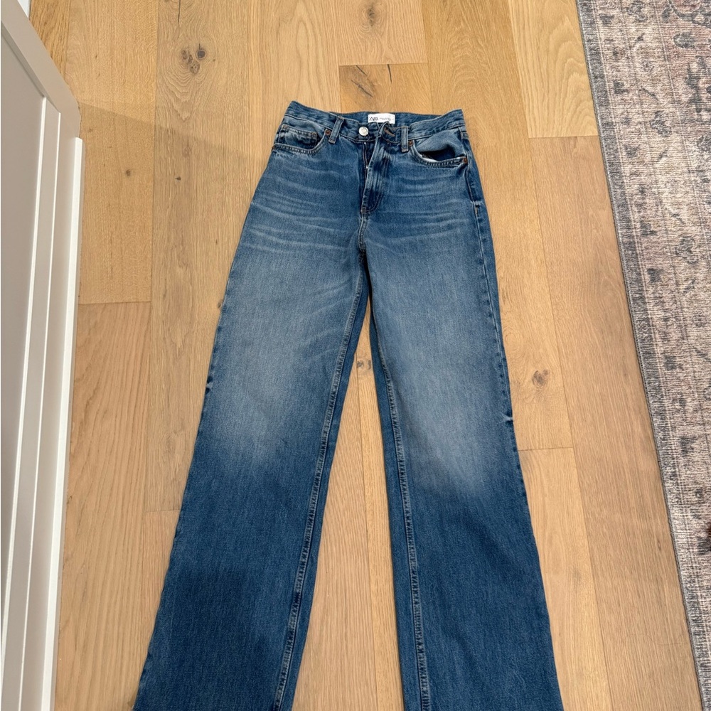 Zara Women's Flare Jeans in Deep Blue